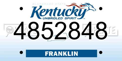 4852848 Kentucky License Plate