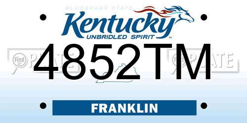 4852TM Kentucky License Plate