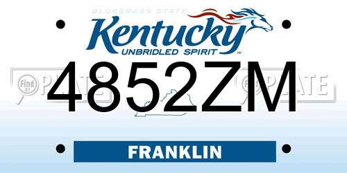 4852ZM Kentucky License Plate