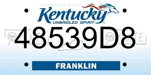 48539D8 Kentucky License Plate