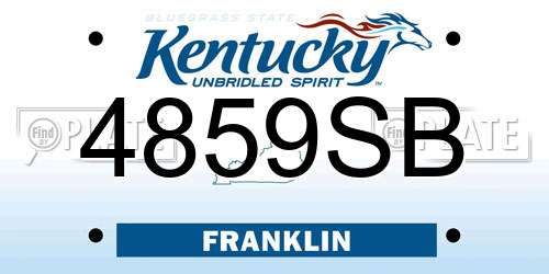4859SB Kentucky License Plate