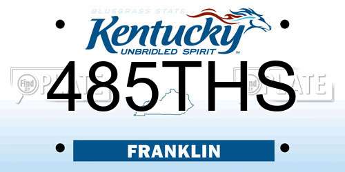 485THS Kentucky License Plate