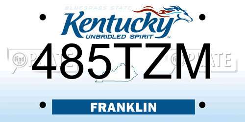 485TZM Kentucky License Plate