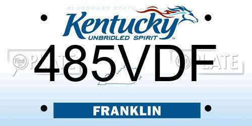 485VDF Kentucky License Plate