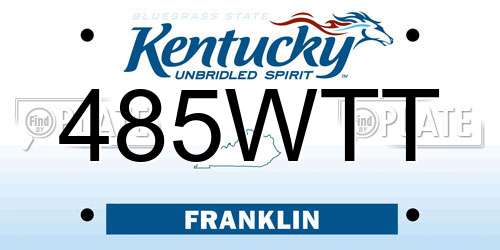 485WTT Kentucky License Plate