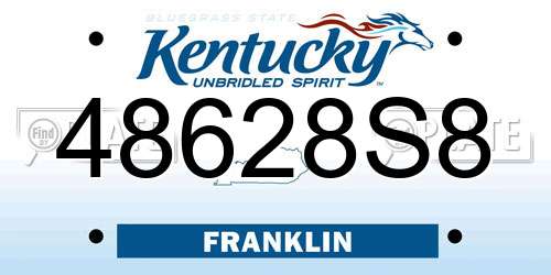48628S8 Kentucky License Plate