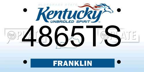 4865TS Kentucky License Plate