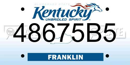 48675B5 Kentucky License Plate