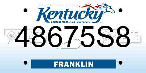 48675S8 Kentucky License Plate