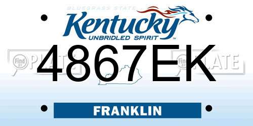 4867EK Kentucky License Plate