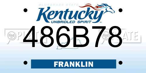 486B78 Kentucky License Plate