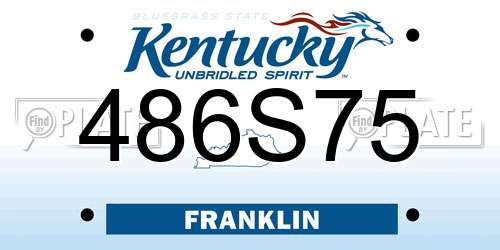 486S75 Kentucky License Plate
