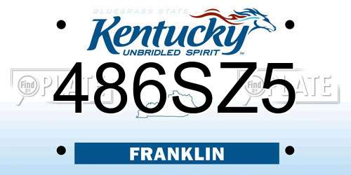 486SZ5 Kentucky License Plate