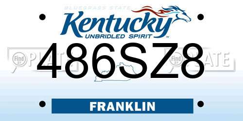 486SZ8 Kentucky License Plate