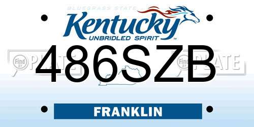 486SZB Kentucky License Plate