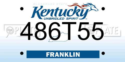 486T55 Kentucky License Plate