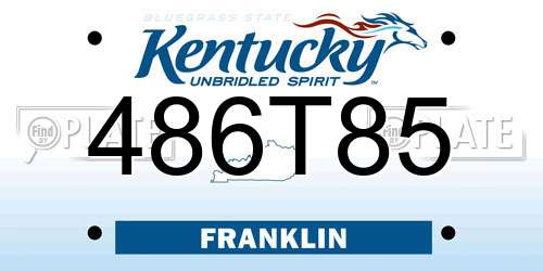 486T85 Kentucky License Plate
