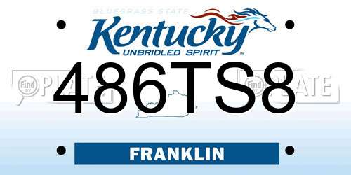 486TS8 Kentucky License Plate