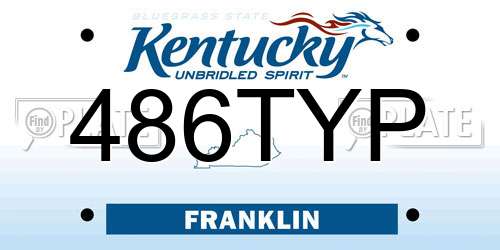 486TYP Kentucky License Plate