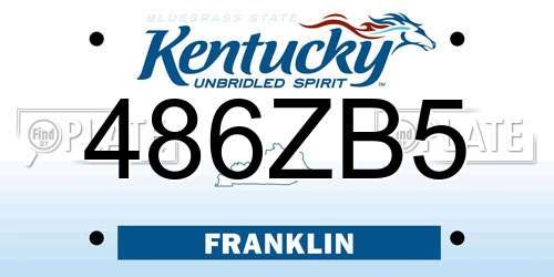 486ZB5 Kentucky License Plate