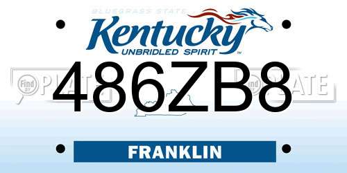 486ZB8 Kentucky License Plate