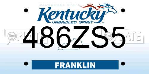 486ZS5 Kentucky License Plate