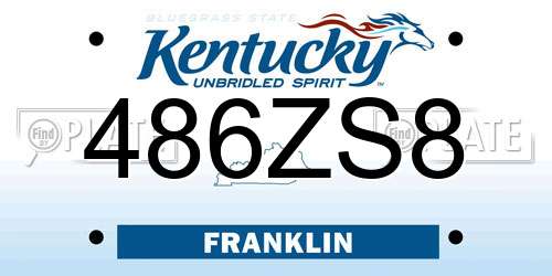 486ZS8 Kentucky License Plate