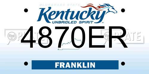 4870ER Kentucky License Plate