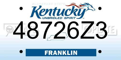 48726Z3 Kentucky License Plate