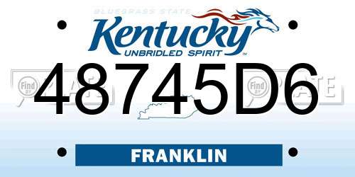 48745D6 Kentucky License Plate