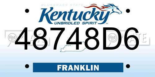 48748D6 Kentucky License Plate