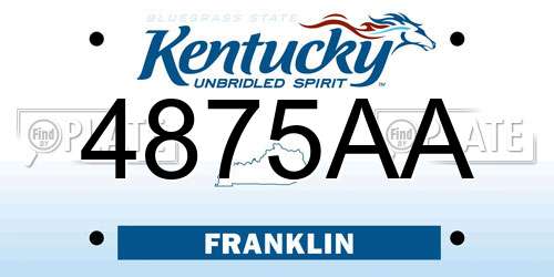 4875AA Kentucky License Plate