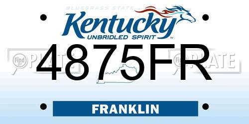 4875FR Kentucky License Plate