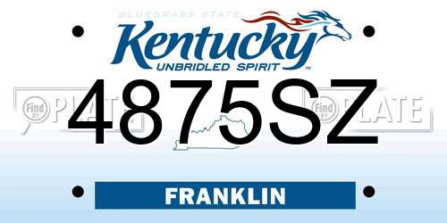 4875SZ Kentucky License Plate