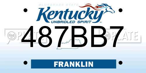 487BB7 Kentucky License Plate