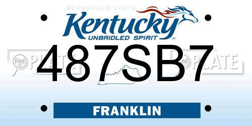 487SB7 Kentucky License Plate