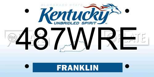 487WRE Kentucky License Plate
