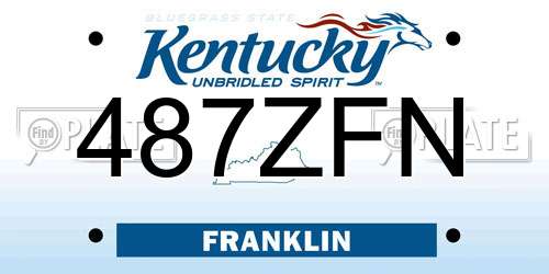 487ZFN Kentucky License Plate