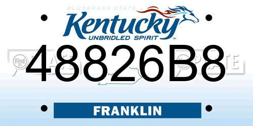 48826B8 Kentucky License Plate