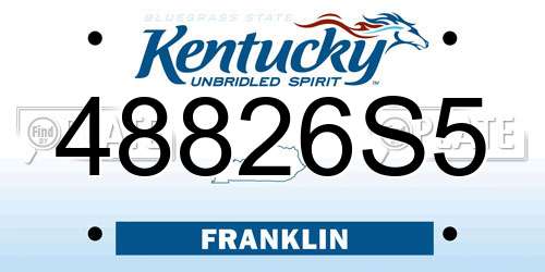 48826S5 Kentucky License Plate