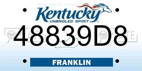 48839D8 Kentucky License Plate