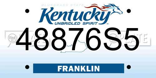 48876S5 Kentucky License Plate
