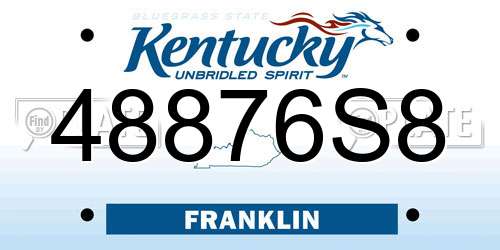 48876S8 Kentucky License Plate