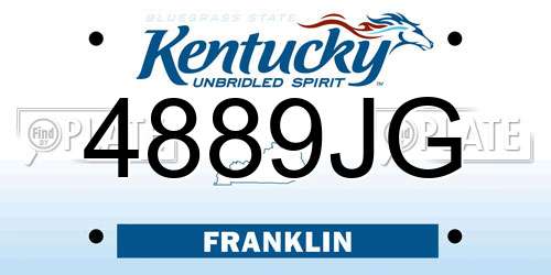 4889JG Kentucky License Plate