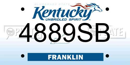 4889SB Kentucky License Plate