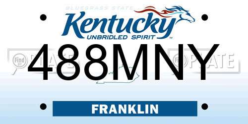 488MNY Kentucky License Plate
