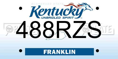 488RZS Kentucky License Plate
