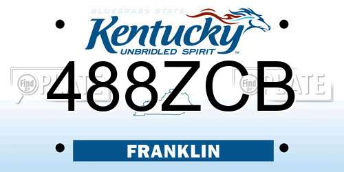 488ZCB Kentucky License Plate
