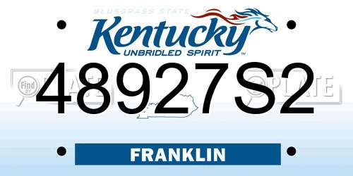 48927S2 Kentucky License Plate