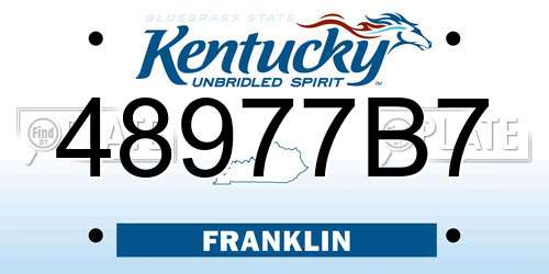 48977B7 Kentucky License Plate